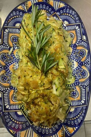 Filetto di orata in crosta di zucchine 