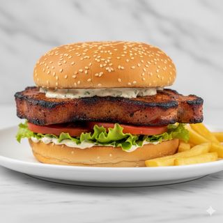 Hamburguesa de chuleta de cerdo ahumada