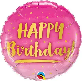 Helij balon happy bday 46 cm rozi