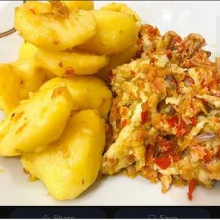 Boiled Sweet Potatoes with Egg Sauce