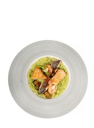 Risotto cu fructe de mare și spanac 