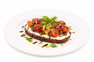 Caprese Tartine with pesto