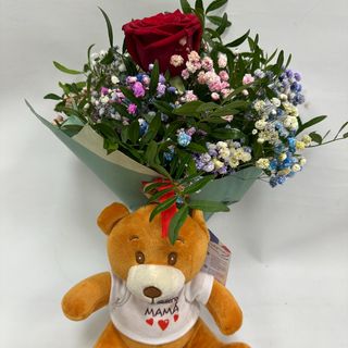 04-PARA LA MEJOR ! ROSA ROJA Y OSITO CAMISETA