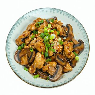 69.Pollo frito con champiñones