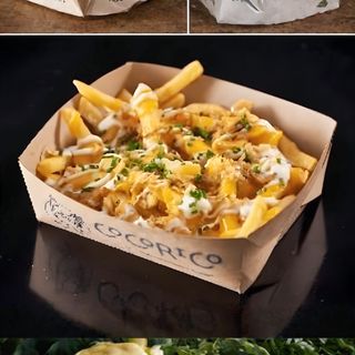 Cartofi prăjiți cu cheddar și sos de usturoi