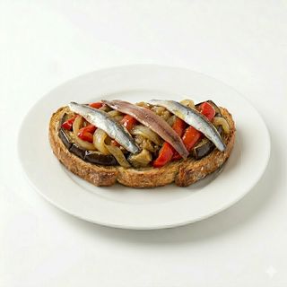 Tostada De Escalivada Con Anchoas
