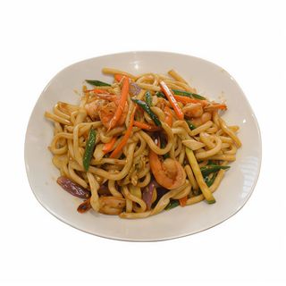 Yakisoba con gambas