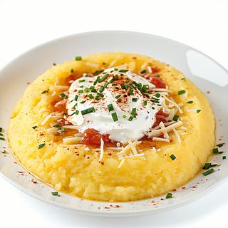 Mămăligă cu brânză și smântână