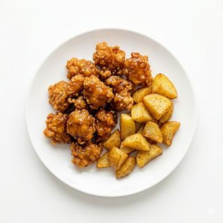 Pollo Frito Al Estilo Chino Con Patatas