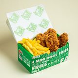 Հավի կծու թևիկներ 4 հատ` (2 հատ թևիկ, 2 հատ բդիկ)+1 բաժին ֆրի