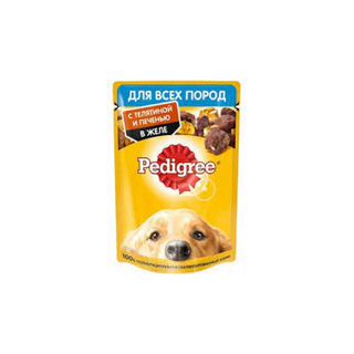 Влажный корм PEDIGREE® для взрослых собак всех пород, с телятиной и печенью в желе, 85г   4660085510328