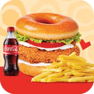 Donut Chicken Burger, Regular Chips & 500ml Drink
