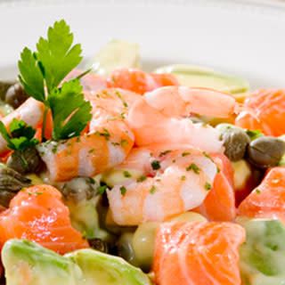 Ensalada de Salmon Ahumado y Langostinos