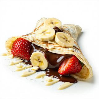 Crêpe con cioccolata bianca, Nutella, banana e fragole