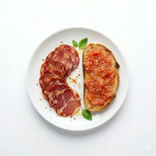 Plato De Jamón Y Pan Con Tomate