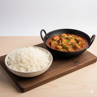 White rice, chicken curry