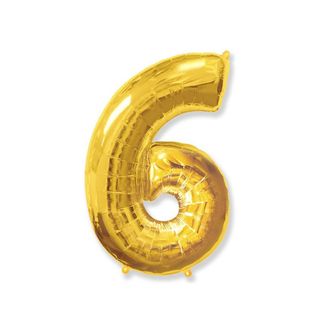 Balon Gold cu heliu cifra 6