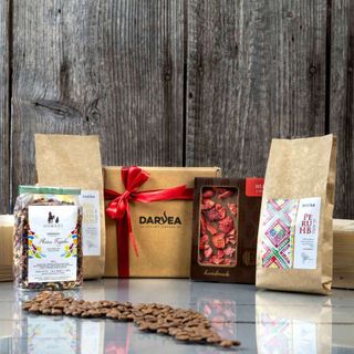 Zestaw prezentowy mały -2x100g kawa ziarnista+100g herbata+czekolada