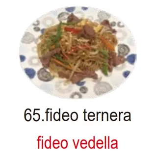 65.fideos frito con ternera