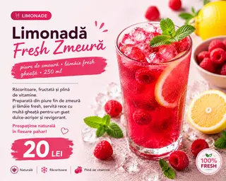 Limonadă Fresh Zmeură 250 ml