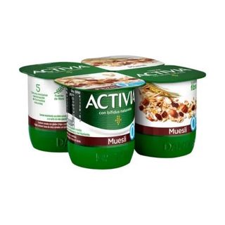 Yogur Bífidus Desnatado Fibras Muesli Activia 4x120 Gr.