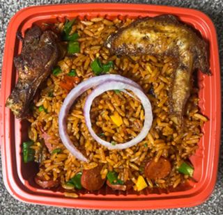 Jollof Rice and 2 Chicken Wings