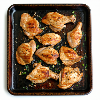 Pollo en fuente quemada