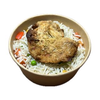 ბრინჯი ბოსტნეულით 200 გრ  და ქათმის სტეიკი 100გრ