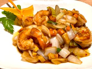 Langostinos con salsa picante