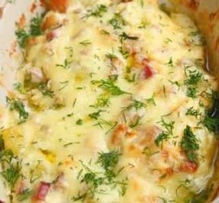 Запечени картофи с Шунка и гъби(400гр.)