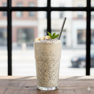 Latte di mandorle, avena, banana e semi di chia