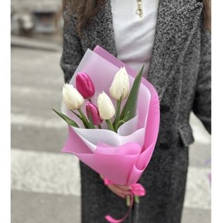 ვარდისფერი და თეთრი ტიტა ( 5 ცალი )