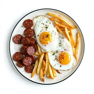 Huevos Camperos Fritos Con Chorizo Y Patatas