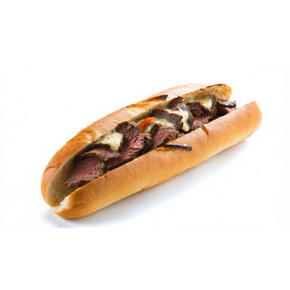 Bocadillo De Ternera Con Cebolla y Queso Azul