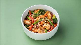 Локшина рисова з креветками