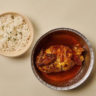 1/2 Pollo A L'Ast Halal Con Arroz Blanco (Ración)