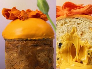 Паска-квітка з манговою начинкою, манговим мармеладом та молочним шоколадом, 600 г