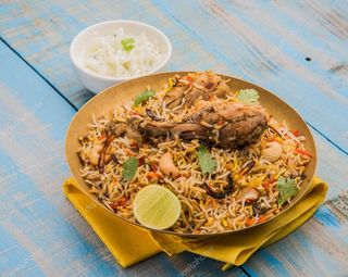 Chicken biryani with raita
