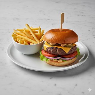 Hamburguesa Ternera Con Patatas Fritas