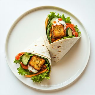 Tortilla z panierowanym tofu