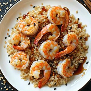 132 Spedini di gamberi con salsa teriyaki e sesamo