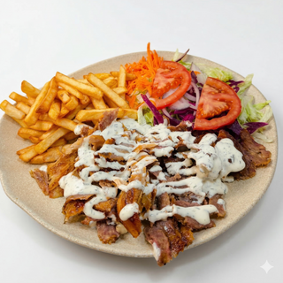 Plato Combinado De Carne Con Patatas Y Pan