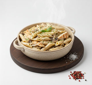 Penne con pollo e funghi