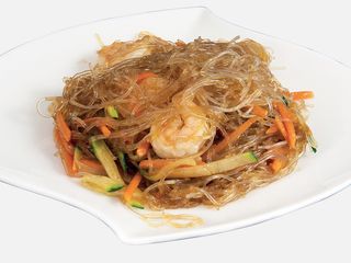 46. Spaghetti di soia con gamberi