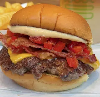 Beef burger with cheddar and bacon