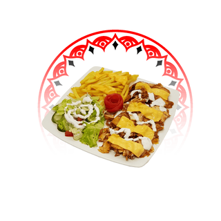 Kebab na talerzu danie z serem