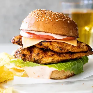 Double Chicken Cheese Burger & Fries