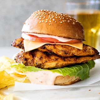 Double Chicken Cheese Burger & Fries