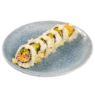 Chrupiące uramaki z karmazynem w tempurze