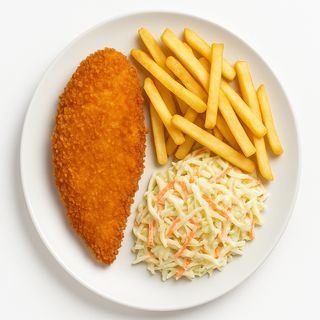 Chrupiący filet z kurczaka w panko/frytki/surówka 450g